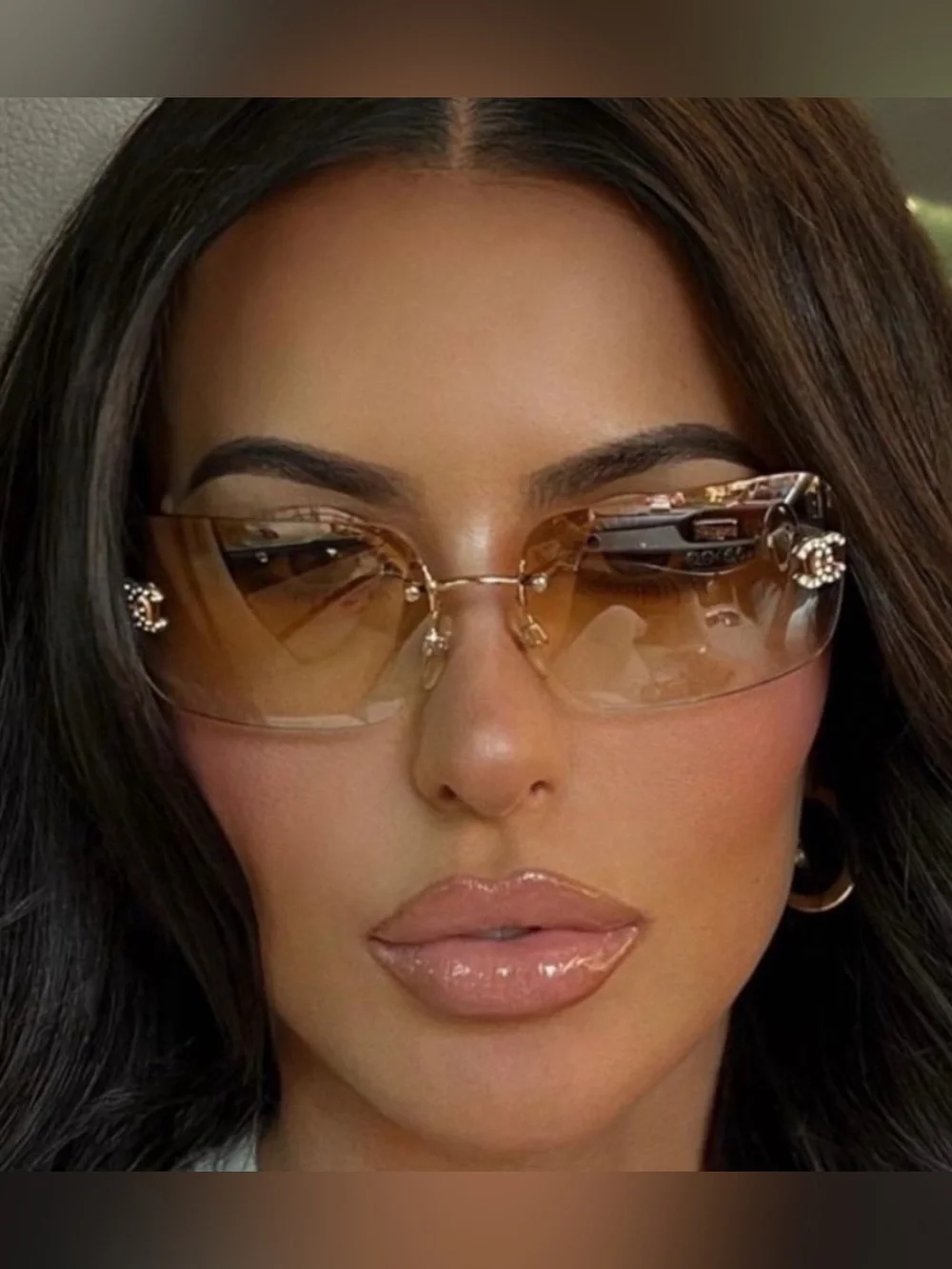 Extremely rare 🧚🏻♀️ Chanel rimless crystal sunglasses.